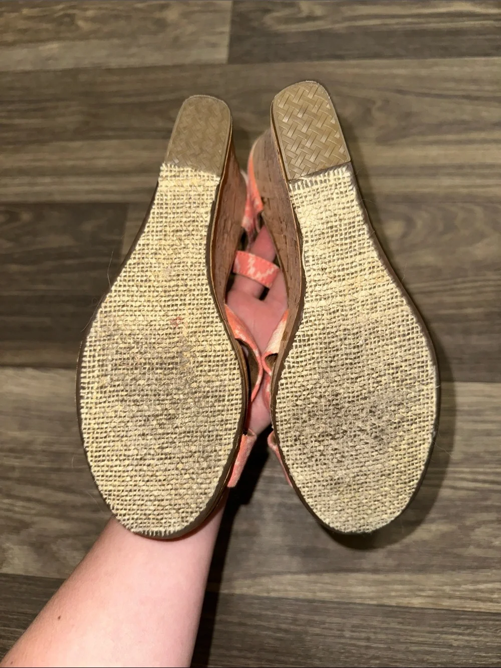 TOMS Coral Ikat Cork Wedges